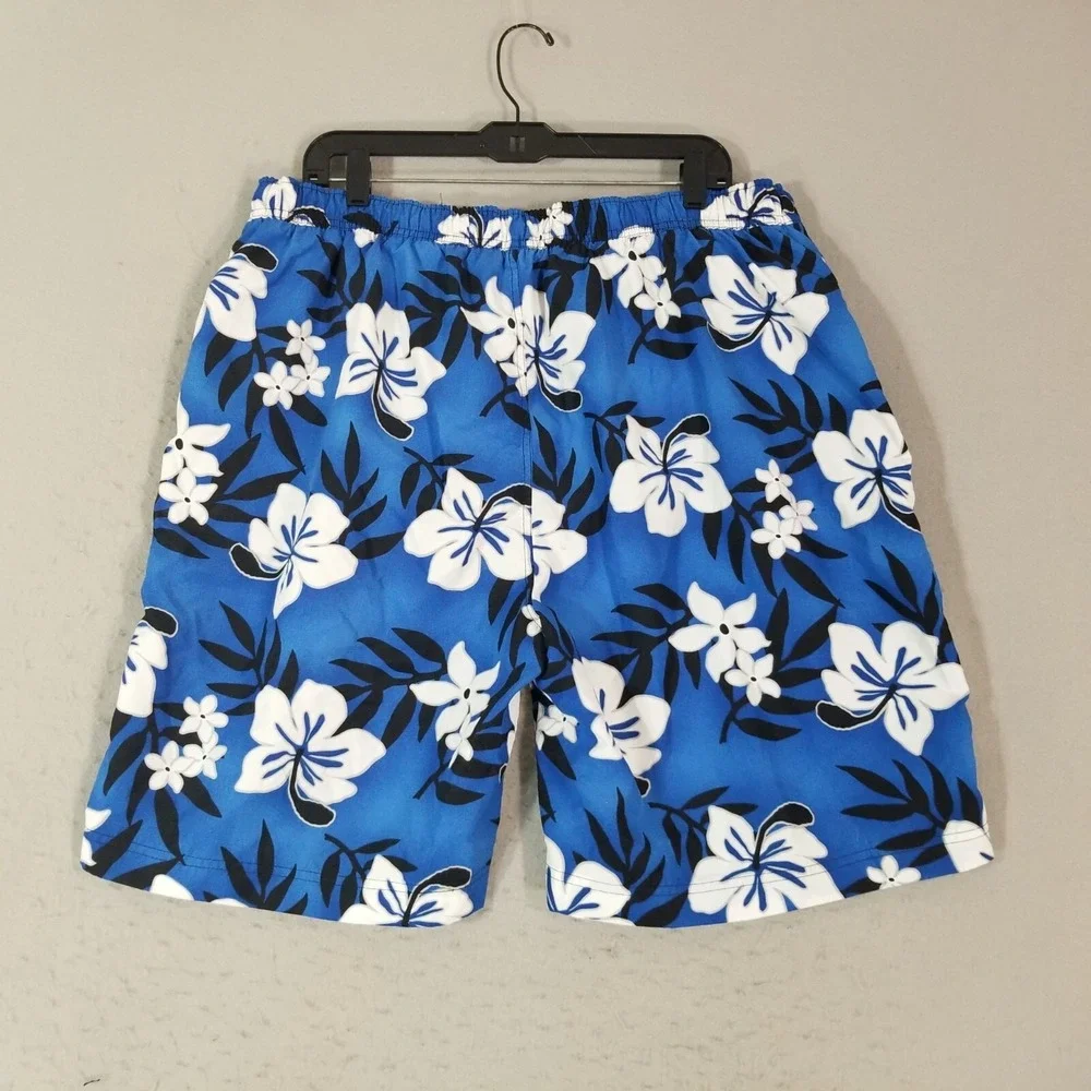 Sonoma swim shorts men's XL extra large blue floral pockets